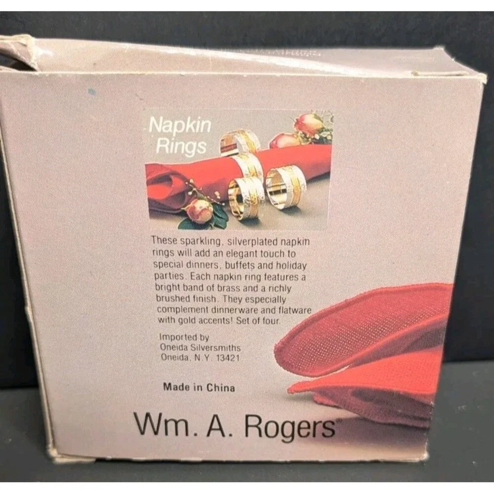 Set of 4 Silver Plated Napkin Rings Wm. A. Rogers Brand New!